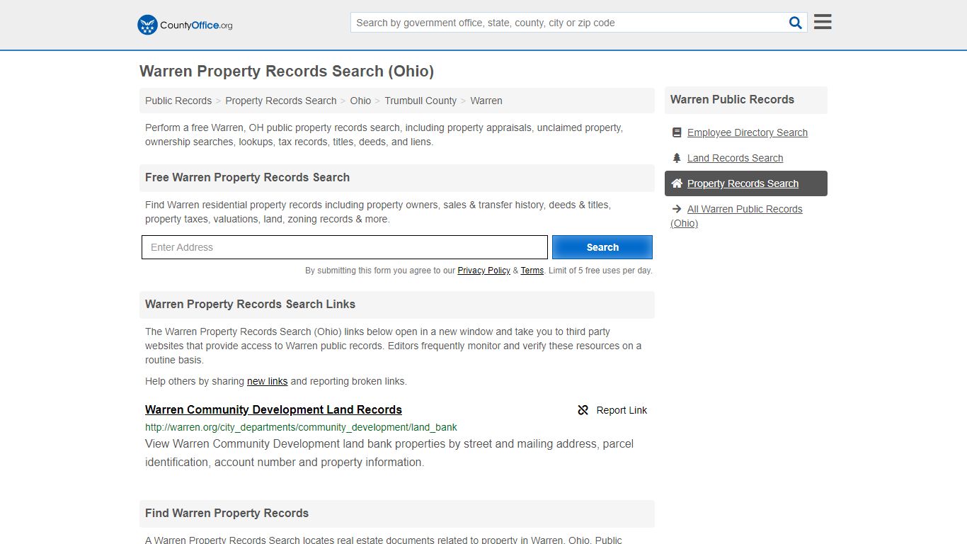Warren Property Records Search (Ohio) - County Office